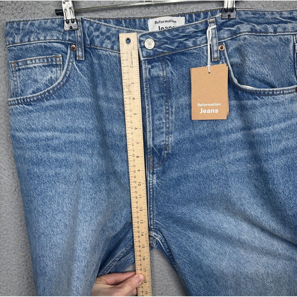 Reformation Jeans Womens 33x33 Blue Cynthia High Rise Straight‎ Long Preppy Eco - Picture 14 of 16